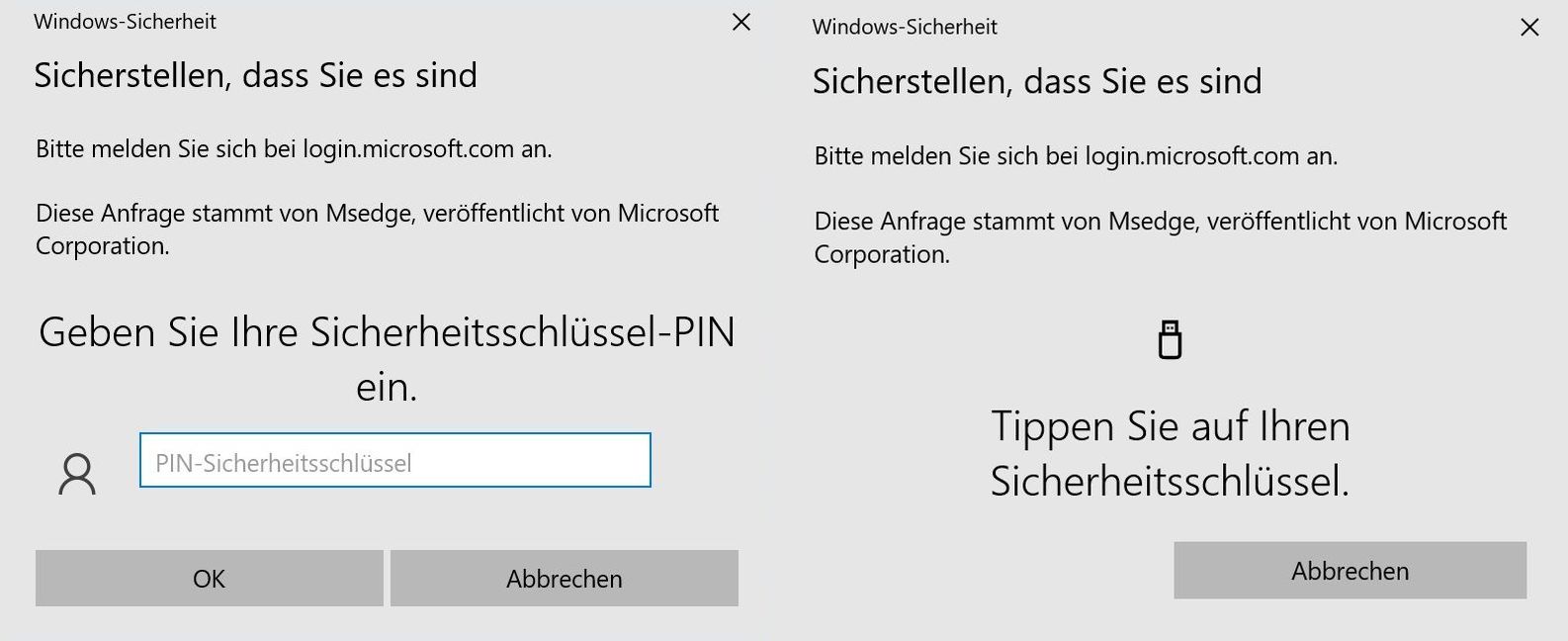 Sicherheitsschlüssel PIN